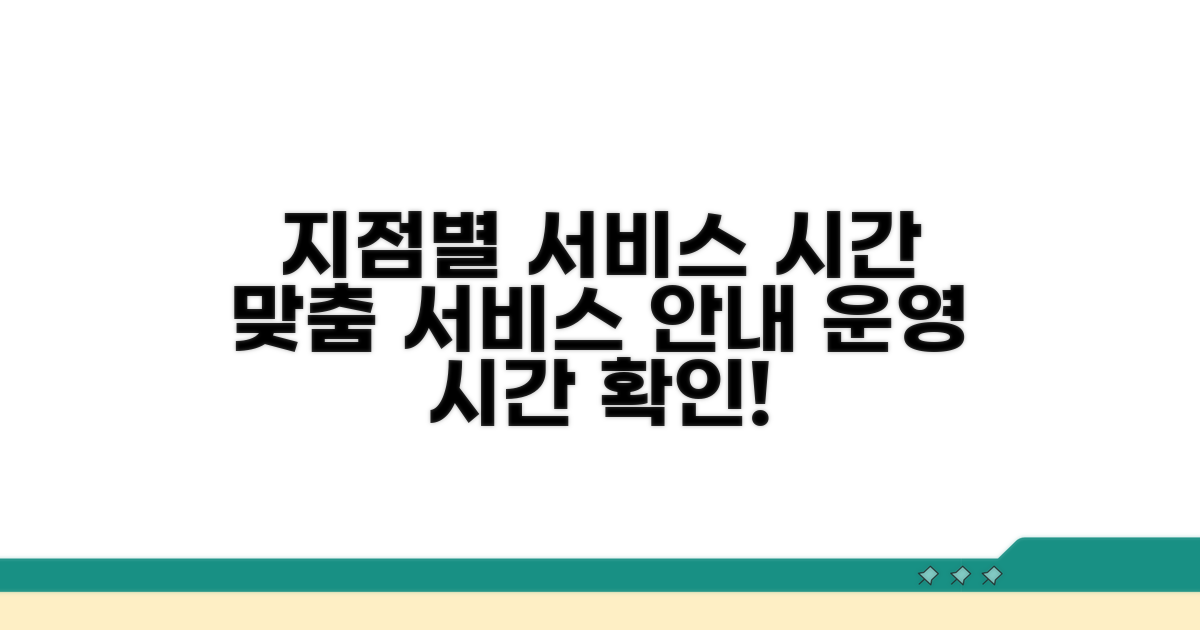 지점별 서비스 종류와 운영 시간